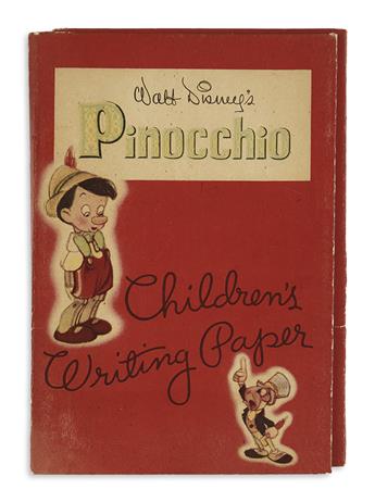 (CHILDRENS LITERATURE.) WALT DISNEY STUDIOS. Walt Disneys Pinocchio. Childrens Writing Paper.